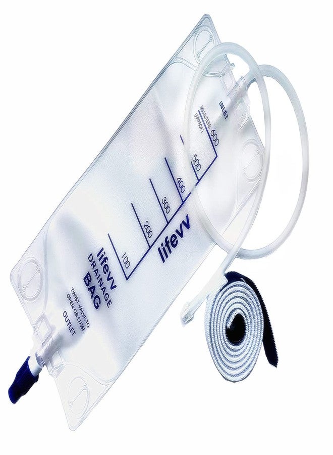 Lifevv 600 ML Urine Drainage Bag, Drainage w/Clear Bag, Nephrostomy Bag,with 24" Silicone Tube,Twist Drain Valve (3 Pack) - Image 1